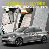 Citroen C-Elysee Bej Renk Tay Tüyü Cepli & Terletmez Sırtlı Oto Koltuk Minder Seti - Koltuk Koruma Kılıfı (ÖN & ARKA TAM SET)