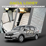 Dacia Lodgy Bej Renk Tay Tüyü Cepli & Terletmez Sırtlı Oto Koltuk Minder Seti - Koltuk Koruma Kılıfı (ÖN & ARKA TAM SET)