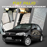 Fiat Palio Bej Renk Tay Tüyü Cepli & Terletmez Sırtlı Oto Koltuk Minder Seti - Koltuk Koruma Kılıfı (ÖN & ARKA TAM SET)