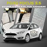 Ford Focus 3.5 Bej Renk Tay Tüyü Cepli & Terletmez Sırtlı Oto Koltuk Minder Seti - Koltuk Koruma Kılıfı (ÖN & ARKA TAM SET)