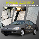 Honda Accord Bej Renk Tay Tüyü Cepli & Terletmez Sırtlı Oto Koltuk Minder Seti - Koltuk Koruma Kılıfı (ÖN & ARKA TAM SET)