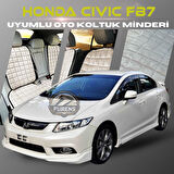 Honda Civic FB7 Bej Renk Tay Tüyü Cepli & Terletmez Sırtlı Oto Koltuk Minder Seti - Koltuk Koruma Kılıfı (ÖN & ARKA TAM SET)