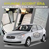 Hyundai Accent Era Bej Renk Tay Tüyü Cepli & Terletmez Sırtlı Oto Koltuk Minder Seti - Koltuk Koruma Kılıfı (ÖN & ARKA TAM SET)