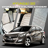 Hyundai İ30 Bej Renk Tay Tüyü Cepli & Terletmez Sırtlı Oto Koltuk Minder Seti - Koltuk Koruma Kılıfı (ÖN & ARKA TAM SET)
