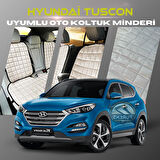 Hyundai Tuscon Bej Renk Tay Tüyü Cepli & Terletmez Sırtlı Oto Koltuk Minder Seti - Koltuk Koruma Kılıfı (ÖN & ARKA TAM SET)