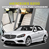 Mercedes E200 Bej Renk Tay Tüyü Cepli & Terletmez Sırtlı Oto Koltuk Minder Seti - Koltuk Koruma Kılıfı (ÖN & ARKA TAM SET)