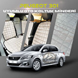 Peugeot 301 Bej Renk Tay Tüyü Cepli & Terletmez Sırtlı Oto Koltuk Minder Seti - Koltuk Koruma Kılıfı (ÖN & ARKA TAM SET)