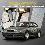 Skoda Octavia Bej Renk Tay Tüyü Cepli & Terletmez Sırtlı Oto Koltuk Minder Seti - Koltuk Koruma Kılıfı (ÖN & ARKA TAM SET)