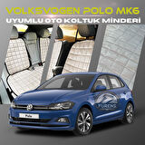 Volksvogen Polo MK6 Bej Renk Tay Tüyü Cepli & Terletmez Sırtlı Oto Koltuk Minder Seti - Koltuk Koruma Kılıfı (ÖN & ARKA TAM SET)