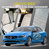 Volvo S60 Bej Renk Tay Tüyü Cepli & Terletmez Sırtlı Oto Koltuk Minder Seti - Koltuk Koruma Kılıfı (ÖN & ARKA TAM SET)