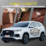 Chery Tiggo 8 Kahverengi Renk Tay Tüyü Cepli & Terletmez Sırtlı Oto Koltuk Minder Seti - Koltuk Koruma Kılıfı (ÖN & ARKA TAM SET)