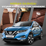 Nissan Qashqai Kahverengi Renk Tay Tüyü Cepli & Terletmez Sırtlı Oto Koltuk Minder Seti - Koltuk Koruma Kılıfı (ÖN & ARKA TAM SET)