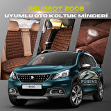 Peugeot 2008 Kahverengi Renk Tay Tüyü Cepli & Terletmez Sırtlı Oto Koltuk Minder Seti - Koltuk Koruma Kılıfı (ÖN & ARKA TAM SET)