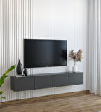 Duvara Monte Modern Minimalist Antrasit Tv Ünitesi Mdf 160 cm