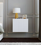 %100 Mdf - 40 cm Suba Home Duvara Monte Ahşap Dokulu Şık Beyaz Kapaklı Komodin Modern Çok Amaçlı Dolap
