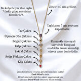 7 Elementli Renkli Taşlı Kadın Gold Çelik Y Kolye | Şık Hediyelik Takı