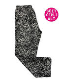 Kadın Desenli Kışlık İnce Yumuşak Süet Cepli Pijama Tek Alt
