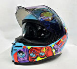 Sway SW 867 GAMER Gloss Renkli Camlı İç Güneş Vizörlü Kapalı Kask S