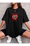 Ezhel Taştan Baskılı Oversize Siyah Tshirt