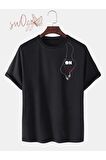 MUSİC ON ÖZEL TASARIM OVERSIZE SİYAH TSHİRT