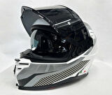 Sway SW 867 POWER White Black Grey Siyah Camlı İç Güneş Vizörlü Kapalı Kask S