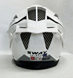 Sway SW 867 POWER White Black Grey Siyah Camlı İç Güneş Vizörlü Kapalı Kask S
