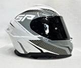 Sway SW 867 POWER White Black Grey Siyah Camlı İç Güneş Vizörlü Kapalı Kask S
