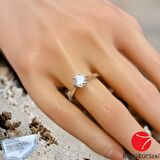 Swarovski Orijinal Lisanslı 0,63 Karat 925 Ayar Gümüş 6 Tırnaklı Tek Taş Yüzük swy01