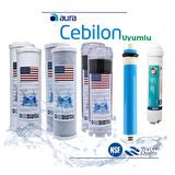 Ihlas Aura Cebilion Uyumlu Su Arıtma 2 Yıllık Filtre Seti Standart Membranlı 