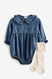 % 100 Pamuklu Denim Salopet Çorap Set
