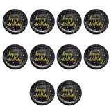 Roll-Up Doğum Günü Işıltılı Siyah Happy Bithday Yazılı Karton Tabak - 22 Cm. - 8 Adetlik 10 Paket