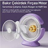 Şarjlı Masa Lambalı Mini Fan 2400 mAh – 3 Kademeli Hız, Gece Işığı, Sessiz ve Taşınabilir