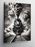 Kanvas Tablo Kara Dumanlı Tren, 50 x 70
