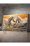 Kanvas Tablo Çift Beyaz At Dekoratif Kanvas Tablo 50 X 70