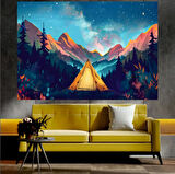 Orman ve Gece Manzaralı Sanatsal Dekoratif Duvar Tablosu (50x70 cm)