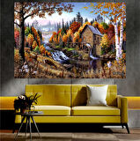 Sonbahar ve Doğa Temalı Sanatsal Dekoratif Duvar Tablosu (70x100 cm)