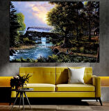Tren ve Doğa Manzaralı Sanatsal Dekoratif Duvar Tablosu (50x70 cm)