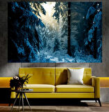 Karlı Doğa Manzaralı Sanatsal Dekoratif Duvar Tablosu (50x70 cm)
