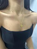 Kadın Çelik Gold Kaplama 50 cm Taç Modelli Tasarım Kolye