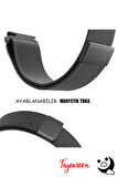 Samsung Gear Sport ile Uyumlu Kordon Hasır Metal Örgü Mıknatıslı Milano Kayış