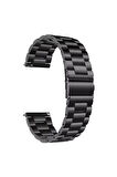 Samsung Galaxy Watch 3 41mm ile Uyumlu Kordon Klasik Baklava Model Paslanmaz Çelik Metal Kayış
