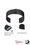 Amazfit Pace 2 Stratos ile Uyumlu Kordon Hasır Metal Örgü Mıknatıslı Milano Kayış