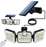 Kumandalı Solar Güneş Enerjili 122 Ledli Hareket Sensörlü Bahçe Aydınlatma Sokak Lambası