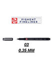 Teknik Çizim Kalemi Pigment Fineliner Kalem Siyah 03 0.35mm