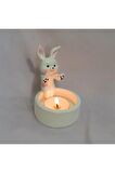 Dekoratif Ateş Başında Isınan Tavşan  Tealight Mumluk Tealight