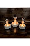 Dekoratif Ateş Başında Isınan Kedi Köpek Ve Tavşan Tealight Mumluk  