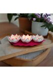 Dekoratif 3 lü lotus mumluk Pembe 