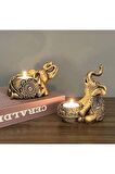 Dekoratif Fil Mumluk Tealight Mumluk Altın yaldızlı