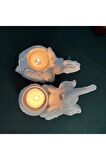 Dekoratif Fil Mumluk Tealight Mumluk Beyaz