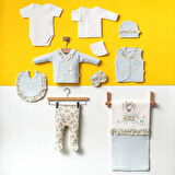  KIZ BEBEK 0-3 AY ÇİÇEKLİ TAVŞANLI 10LU SET %100 ORGANİK PAMUK